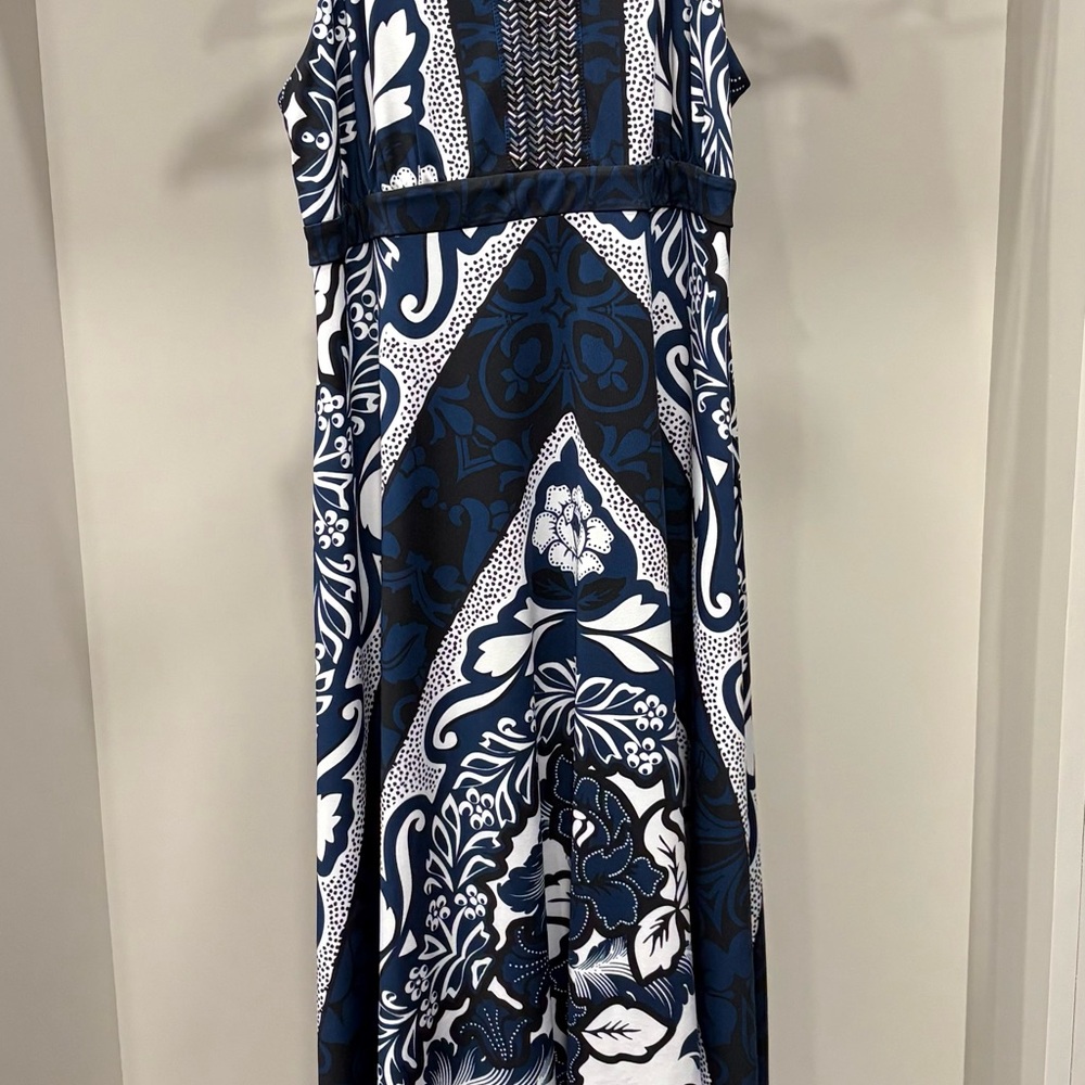 INC International Concepts Navy and White Patterned Dress